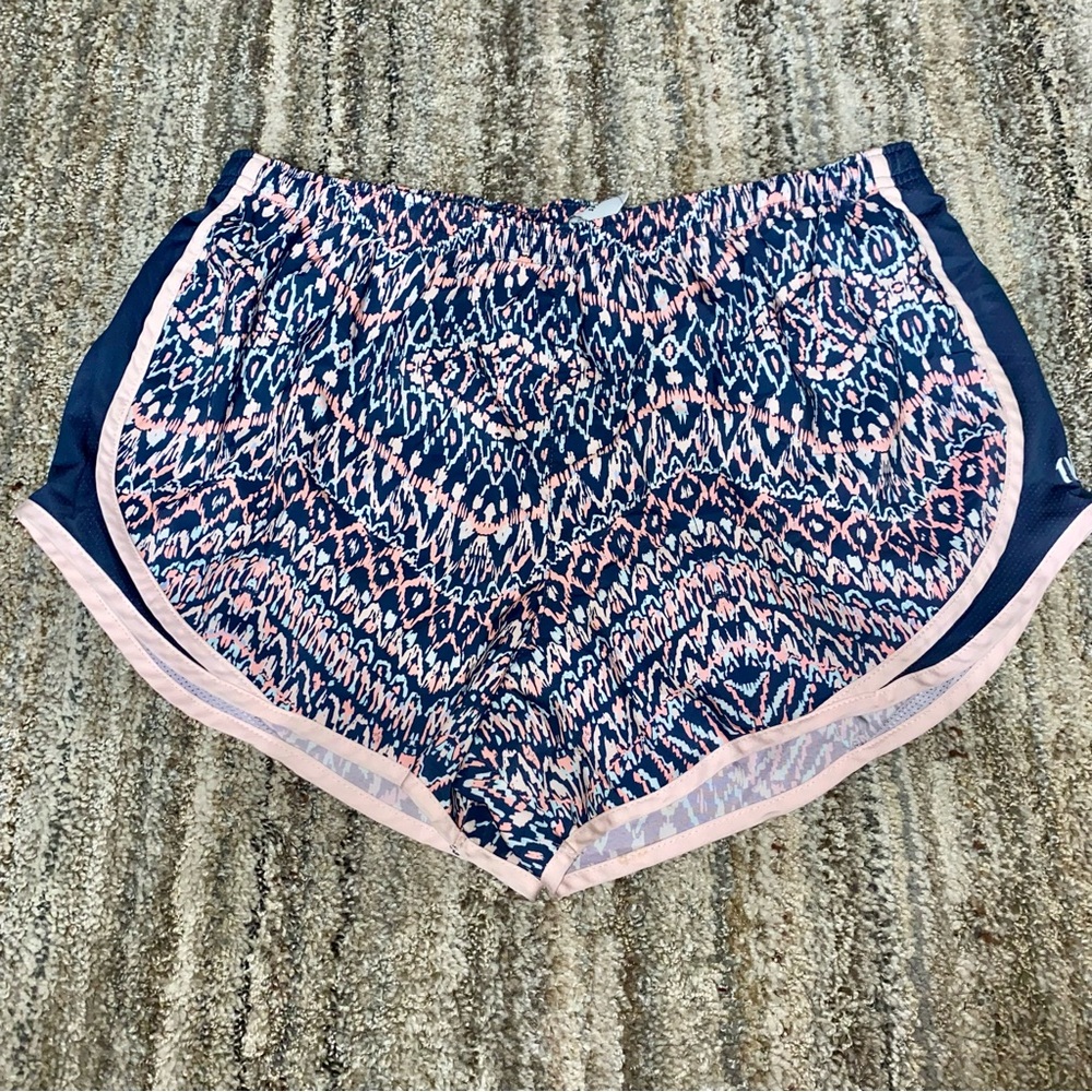 Varsity Women's Athletic Shorts - Blue and Pink Pattern (2)